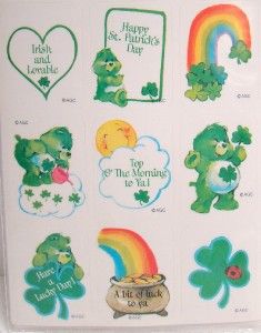 vintage care bears stickers 1980s st patrick s day