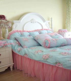 Shabby Princess Chic Country Pink Rose Floral Duvet Cover Queen 