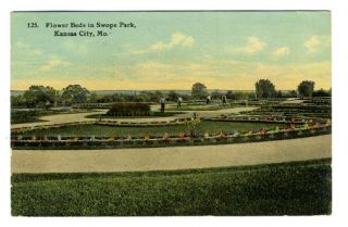 Flower Beds in Swope Park Postcard Kansas City Missouri 1912