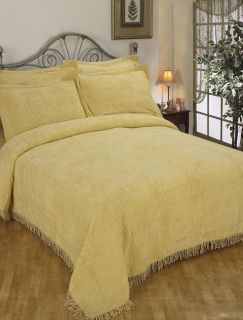 New Butter Yellow Cotton Chenille Queen Bedspread Set