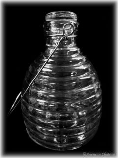   Hand Blown Ribbed Glass Bee Wasp Catcher Art Pocket Bottle Hornet Trap