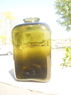 CRUDE SNUFF JAR with Pontil ~ Antique Black Glass ~ Olive Green