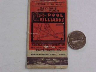 1930 40s Era Beavertown Pennsylvania Billiards Pool Room Barber Shop 