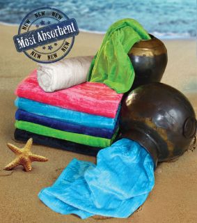 Luxurious Beach Towels Silk Velour Sz 32x64 Large Premium Towel 