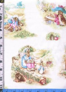 Fabric Victorian Garden Tales Beatrix Potter Peter Rabbit Scenes Fun 