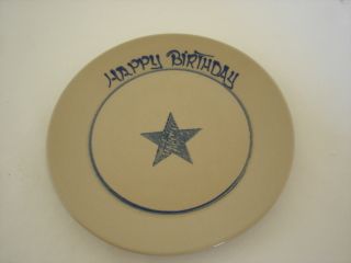 Beaumont Brothers pottery Happy Birthday star plate blue cobalt salt 