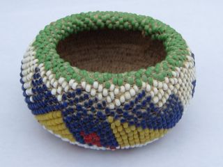 NATIVE AMERICAN QUILL BEADED BASKET ARTIFACT   UNIQUE!
