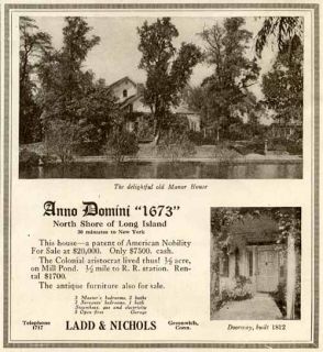 1918 Ad for Sale of No Shore Long Island Manor House