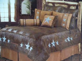   Decor Turquoise Triple Star Comforter Bedding Bedroom Set 6pc