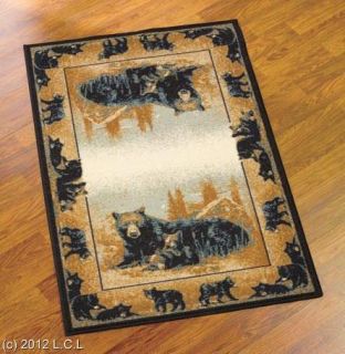 Wildlife Deer or Bear Accent Area Rug Nonskid Realistic Colorful 