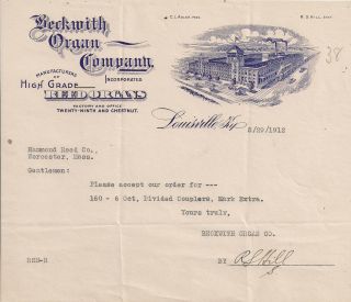1912 Beckwith Organ Company Louisville Ky Illustrated Letterhead