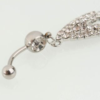   Dangle Barbell Clear Crystal Navel Belly Ring Piercing Jewelry