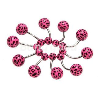   Steel Navel Belly Bar Ring Barbell Leopard Rings Body Piercing Jewelry
