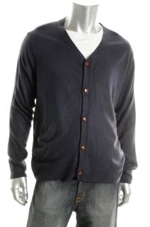 Geoffrey Beene New Navy Long Sleeve Super Soft Jersey Cardigan Sweater 