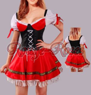 Sexy Red Dutch Beer Girl Alpine German 2XL Costume Mini Dress Womanly 