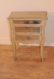 Pair French Mirrored Bedside Chests Tables Shabby