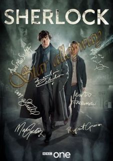    autograph poster BBC TV Benedict Cumberbatch AndrewScott more signed
