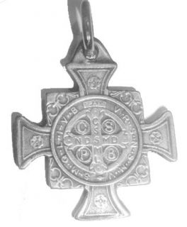 Saint Benedict Medal Cross Cruz Silver San Benito Big