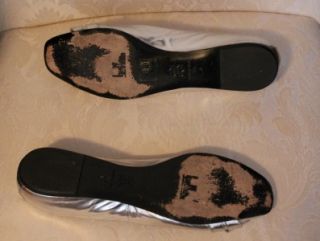 BELLE SIGERSON MORRISON Silver Womens Shoes Leather Flats EUC