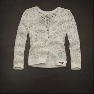 Medium Cream Knit Crew Belmont Shore Hollister Sweater Cardigan By 