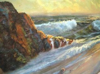 Large Early Beverly Carrick CA Seascape Oil Painting 4