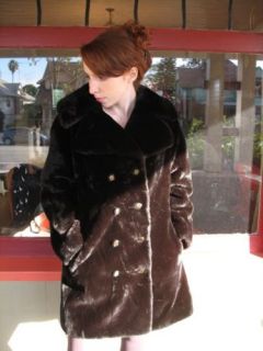 Vintage Vegan Faux Fur Beaver Russian Princess Coat M L