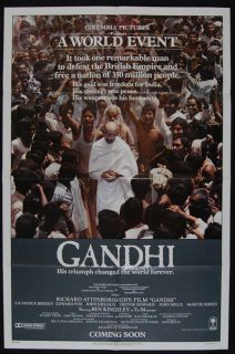 Gandhi 1982 Ben Kingsley One Sheet Original Movie Poster Oscar Winner 