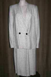 Bert Newman Womens Winter White Suit Skirt Jacket Sz 10