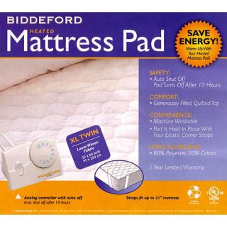 Biddeford Twin XL Quilted Electric Heated Mattress Pad