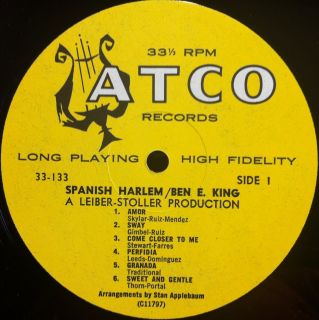 Ben E King Spanish Harlem LP VG 33 133 Vinyl 1964 1st Press Harp Label 