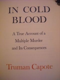 1965 Truman Capote in Cold Blood 1st Edition Dustjacket