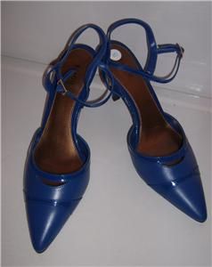 Bijou New York Womens Royal Blue Leather Heels Sz 10M Ankle Strap 