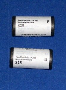 2012 P and D Benjamin Harrison Presidential Dollar BU Mint Rolls   25 