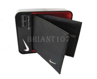 New Authentic Mens Nike Golf Wallet Passcase Leather Black Gift Box $ 