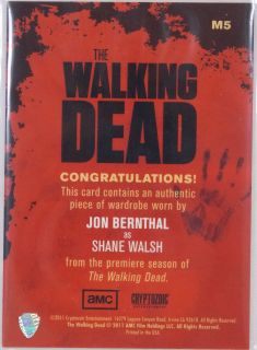   The Walking Dead Wardrobe M5 Card Jon Bernthal as Shane Walsh