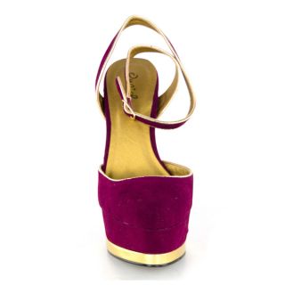 Lady Party Berry Ankle Strap High Heel Sandals Platform Stilettos US 7 