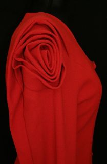 CLAUDE BERT PARIS Red Jacket Skirt Suit 36 / 2 Flower Rose Sleeve 