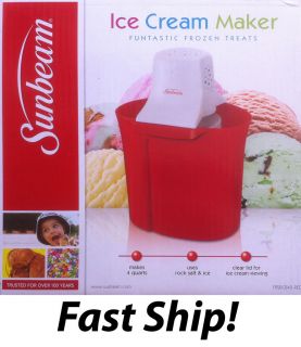 New Sunbeam Electric 4 Quart Ice Cream Maker