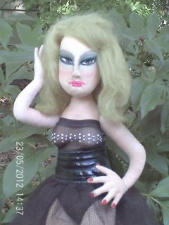 20 OOAK Art Doll Bette Midler look alike cloth over wire armature hand 