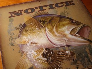 Big Mouth in Charge Bass Fishing Fisherman Cabin Lodge Lake Home Decor 