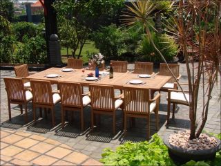 13 PC Teak Stacking Garden Outdoor Patio Furniture E03 Lua Dining Deck 