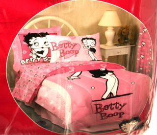 Betty Boop Twin Size Comforter Set Pink Bedding 5pc