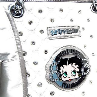 Betty Boop Signature Quilted Studs Side Pockets Hobo Handbag Purse 