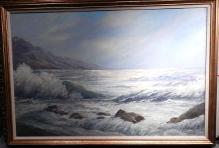   Art Oil Painting Bertha Hatton Duke Seascape Lake Michigan Big