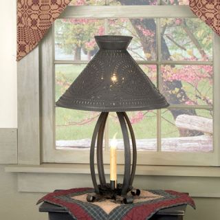 Betsy Ross Table Lamp CHISEL BLACKENED Tin Primitive Colonial Accent 