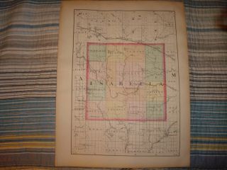 Isabella Mecosta County Michigan Antique Map Big Rapids
