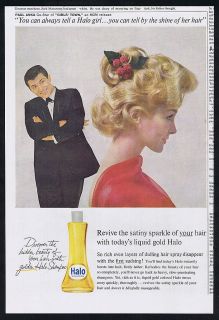 1959 halo shampoo blonde woman paul anka print ad time