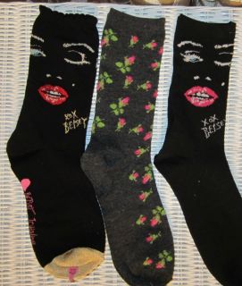 Betsey Johnson Marilyn Monroe 2pair Signature Rose Socks 1pair 