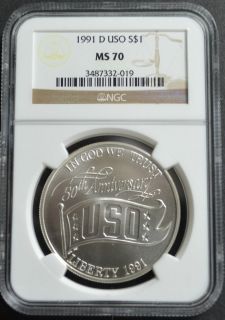 1991 D USO NGC MS 70 COMMEMORATIVE SILVER US MINT COIN MGL 1358