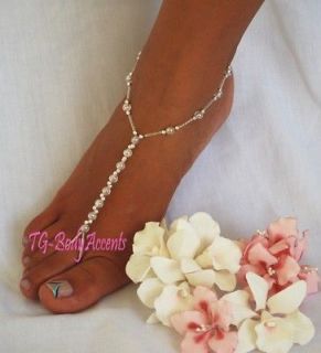 Barefoot Sandals   Foot Jewelry   Beach Wedding   Clear AB 2pc set 